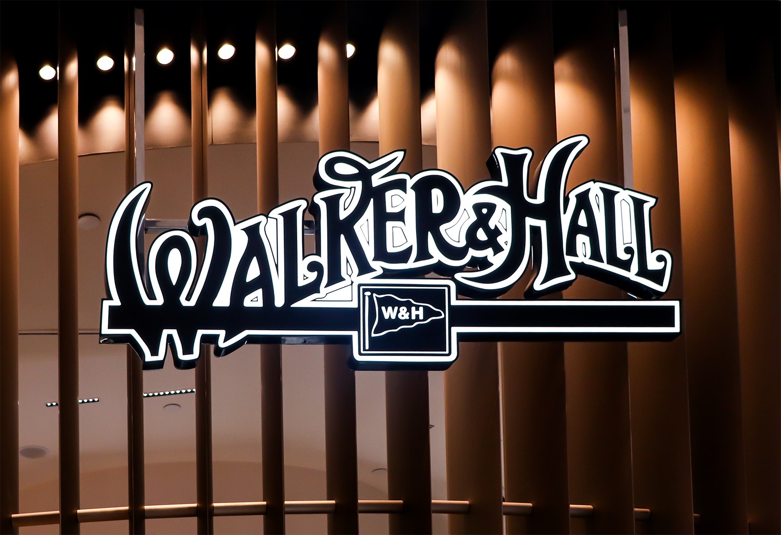 Walker and Hall signage logo mall signage - by Signwise Auckland