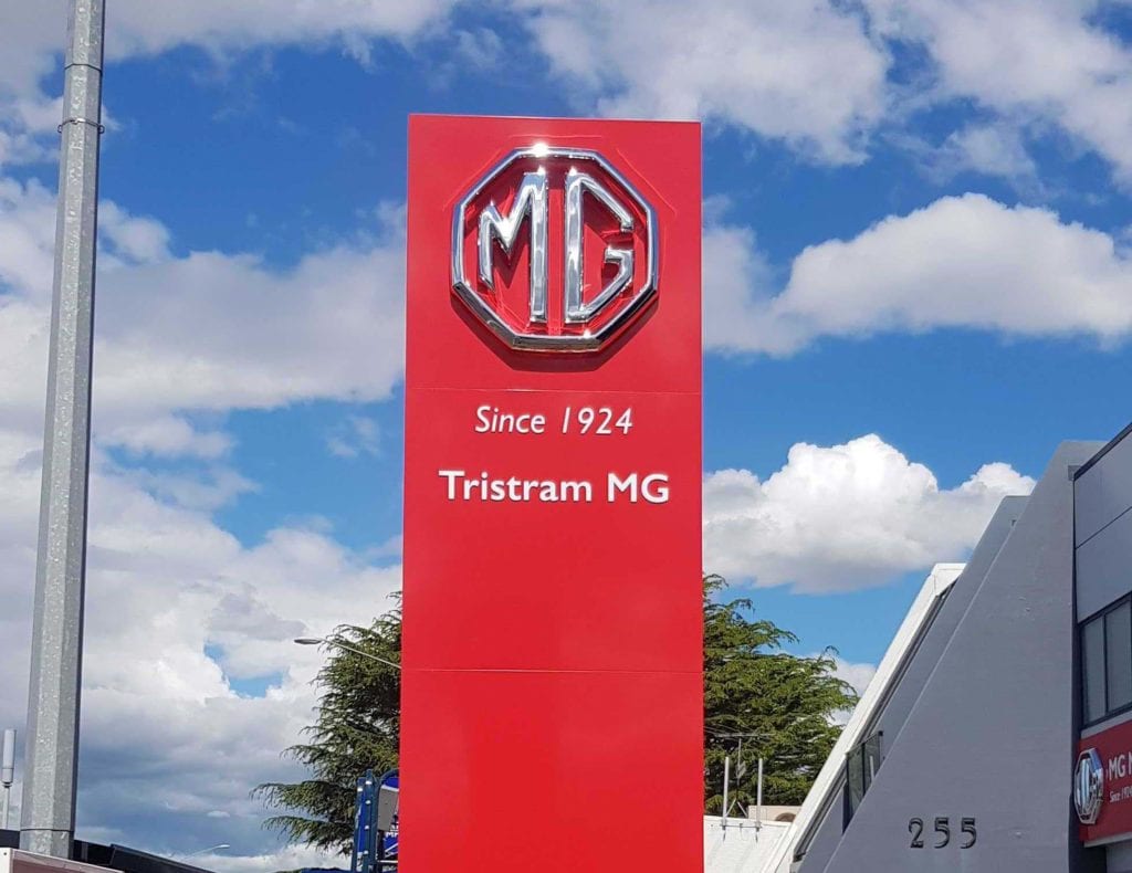 Exterior Signage - Plinth Signage for MG Motors - Signwise Auckland