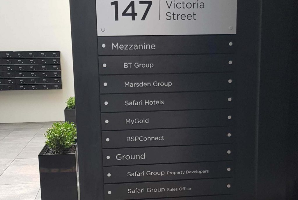Exterior Signage - Footpath Signs - Building Wayfinding for businesses on each floor - Signwise Auckland