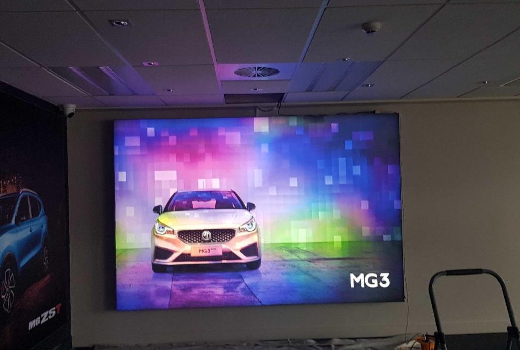 Interior Signage​ - Digital Displays - MG screen with car diaplayed in High Definition colour - Signwise Auckland