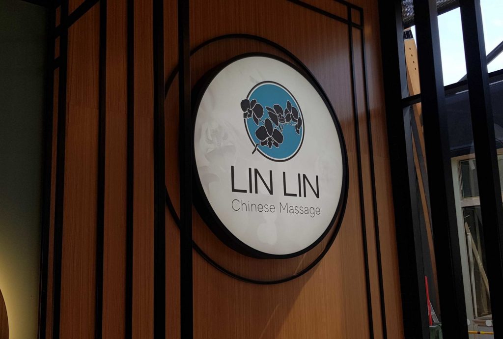 Interior Signage​ - Round Illuminated Sign for Lin Lin Chinese Massage - Signwise Auckland