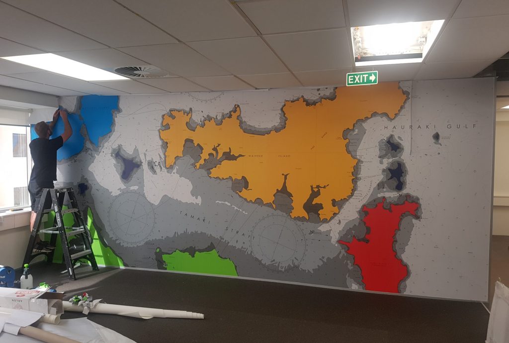 Wall Graphics - Wall Map Sticker - internal office wall - Signwise Auckland